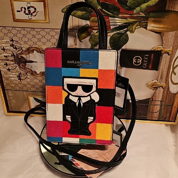 Karl Lagerfeld Multicolor Saffiano Leather Messenger/ Crossbody Bag (Nwt) - Picture 13 of 16